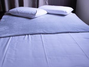 塔瓜汀加Paris Hotel by H Hotéis - Business的一张白色的床,上面有两个枕头