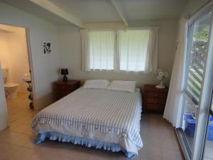 拉罗汤加贝塔拉海滨度假屋 的一间卧室设有一张床和一个窗口