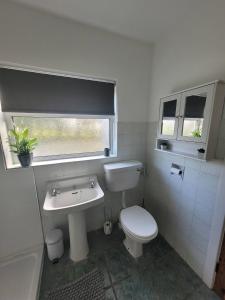 纽敦纳兹Loughinvar, Newtownards的一间带卫生间、水槽和窗户的浴室