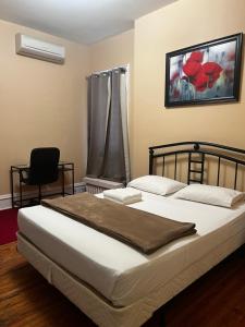多伦多Adas Guesthouse的一间卧室配有一张床和一把椅子
