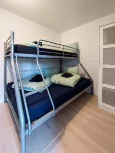 胡塔伦Den 1 Hengelhoef的一间卧室配有两张双层床。