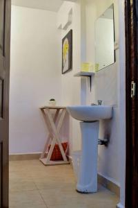 埃尔多雷特Rorot Spacious one bedroom in Kapsoya with free Wifi的一间带水槽和镜子的浴室