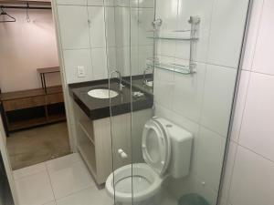 戈亚斯州上帕莱索Pousada Morada Caninde的一间带卫生间和水槽的浴室