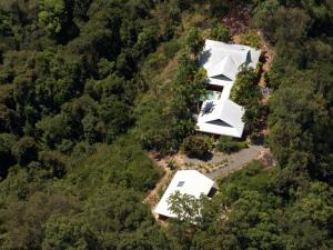 卡索瓦瑞麦泰度假酒店的树林中房屋的空中景观