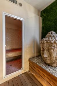 丽都迪萨维奥维士塔梅赫套房酒店的一间设有雕像的客房内的玻璃淋浴间