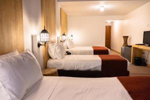 圣罗莎德卡瓦尔Termales Santa Rosa De Cabal的酒店客房设有两张床和电视。
