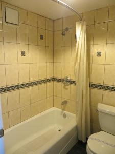 拉蓬特梓汽车旅馆的浴室配有白色浴缸和卫生间。