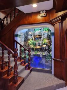 利马拉斯帕尔马斯酒店的楼梯房子的较浅处的大型水族馆