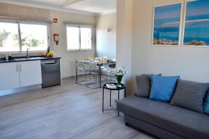 曼塔罗塔Villa ELTAEL - Rita Apartment - Warm pool until 5 Nov 2024的带沙发的客厅和厨房