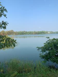 阿努拉德普勒Villa DeLorenta的享有背景树木的湖泊美景