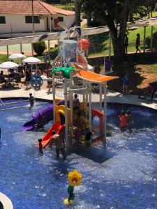 保罗工程师镇-迪弗隆廷Hotel Fazenda Santa Barbara的一群儿童在游泳池玩耍