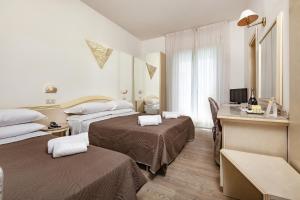 里米尼阿里米露酒店的酒店客房配有两张床和一张书桌