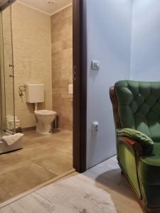 德瓦Hanu lu Mos Opinca的一间带卫生间和绿色椅子的浴室