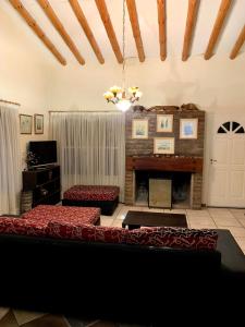 格兰德山谷Chalet Ágata的带沙发和壁炉的客厅