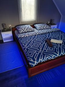瓦拉日丁托普利采Villa Marijana的一间卧室配有一张蓝色的灯光床