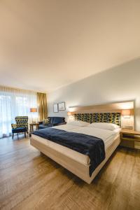 丹加斯特Hotel Graf Bentinck的一间带大床的卧室和一间客厅