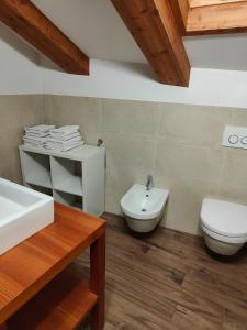RumoMaso Kofler的浴室配有白色卫生间和盥洗盆。