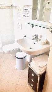 莱泽诺湖中鸟巢酒店的白色的浴室设有水槽和卫生间。