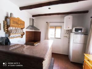 隆达Casa Rural Bellavista Ronda的厨房配有柜台和冰箱。