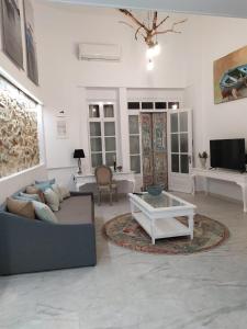 卡利诺岛Kalymnos Gallery的带沙发和咖啡桌的客厅