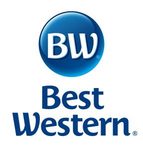 奥格斯堡Best Western Hotel Augusta的蓝色巴士标志,字面最西边