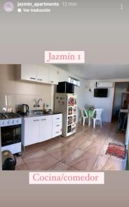 科洛尼亚-德尔萨克拉门托jazmin1的厨房配有炉灶和冰箱。
