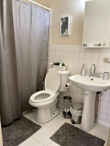 塔穆宁beautiful 4 bedroom tumon house的一间带卫生间和水槽的浴室