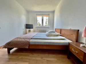 Babimost布兰肯会议中心酒店的一间卧室设有一张床和一个窗口