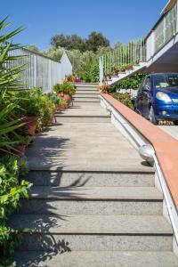 福洛尼卡Casa d'aMare - a 600 mt dalla spiaggia的一条有植物和汽车的楼梯
