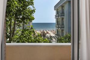 里米尼阿里米露酒店的从酒店阳台可欣赏到海滩景色