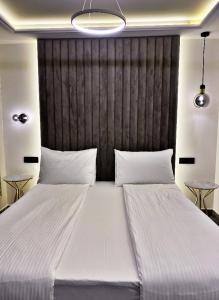 萨拉热窝Hotel Boutique Bristol的一间卧室配有一张大床和大床头板