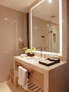 广州珠江国际酒店（国际轻纺城）的一间带水槽和大镜子的浴室