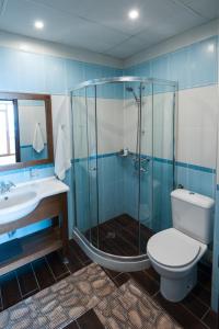 巴尔奇克瑟琳娜酒店的带淋浴、卫生间和盥洗盆的浴室