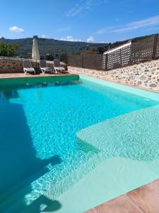 ArocheHotel Palacio Conde del Álamo的度假村内的一个蓝色海水游泳池