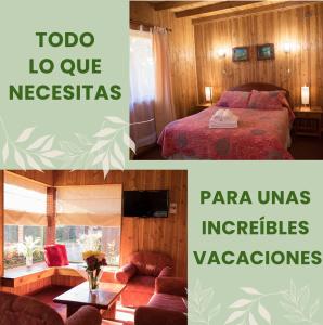 里坎雷Complejo Turístico El Conquistador的酒店房间两张照片的拼贴画