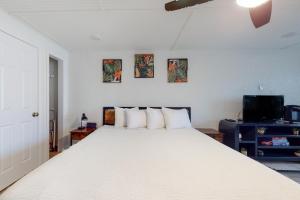 巴拿马城海滩Ambassador C5的卧室配有一张白色大床和电视。