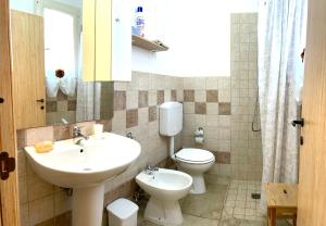 玛丽娜迪曼卡维萨Rustichello的一间带水槽、卫生间和镜子的浴室