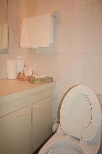 总督港尤妮克乡村酒店的一间带卫生间的浴室和一个带毛巾的台面