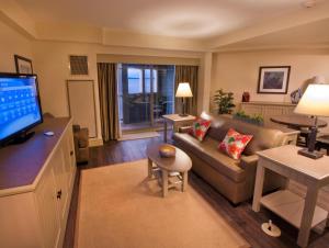 克莱顿1000群岛港口酒店的带沙发和电视的客厅