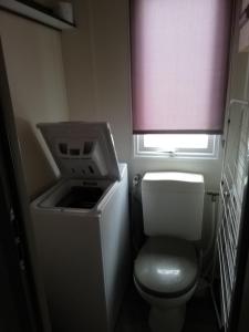 维亚斯Location Mobil Home的一间带卫生间和窗户的小浴室