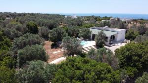 莱乌卡Infinity Pool Villa的享有带游泳池的房屋的空中景致