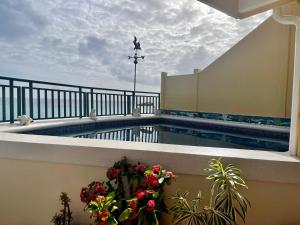 基督教堂市白沙海滩公寓酒店的大楼阳台上的游泳池