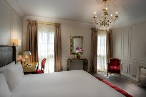 布宜诺斯艾利斯阿维尔宫酒店 - 世界顶级酒店的一间卧室配有一张大床和一个吊灯。