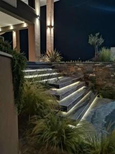 新马尔马拉斯Thetis Boutique Apartments的植物丛中的楼梯