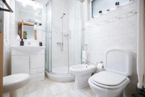 比索达雷加Green House - Douro的白色的浴室设有卫生间和淋浴。