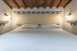 锡耶纳I Terzi Di Siena - Rooms Only的一间卧室配有一张大床和两个枕头