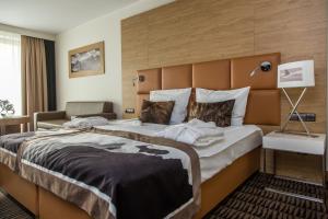 扎科帕内莱兹德西亚诺萨罗伊德瓦酒店的酒店客房设有一张大床和一张沙发。