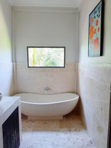 AirsatangMedewi Manor的带浴缸的浴室和窗户。