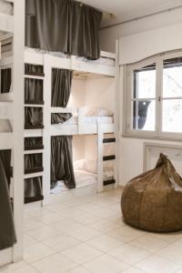 圣拉斐尔El Nido Hostel的客房设有双层床和窗户。