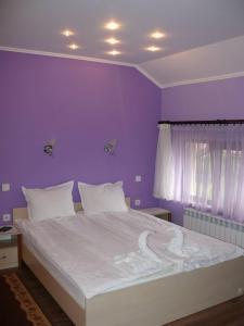 戈韦达尔齐卡斯塔佩奇维酒店的一间卧室配有一张白色大床和紫色墙壁